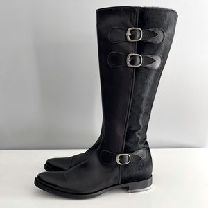 Black leather & pony hair boots